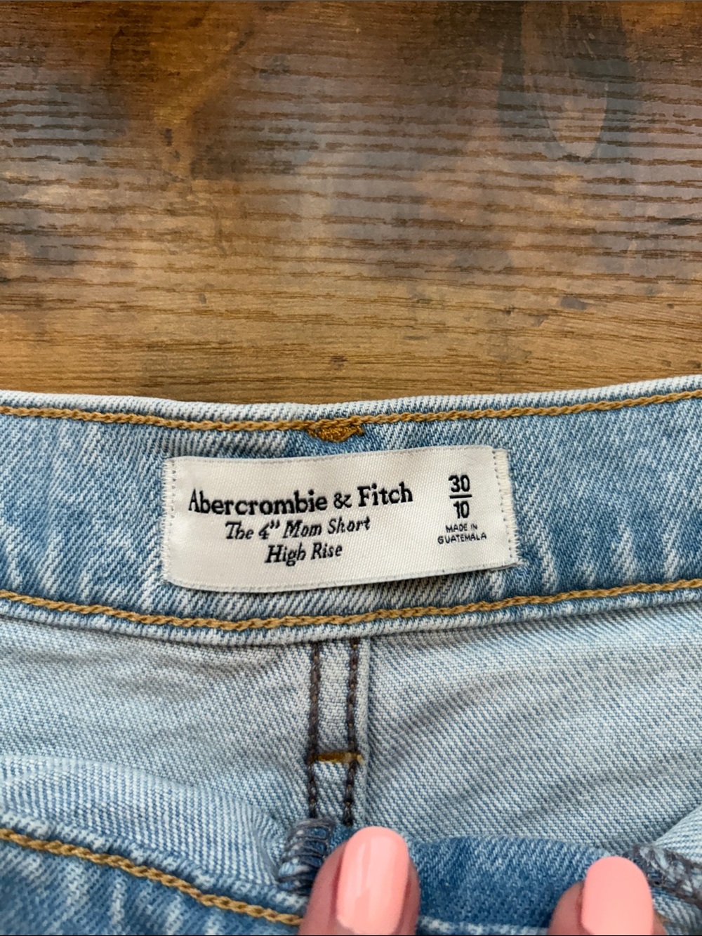 Abercrombie & Fitch Light Blue High-Rise Denim Shorts - Picture 2 of 4